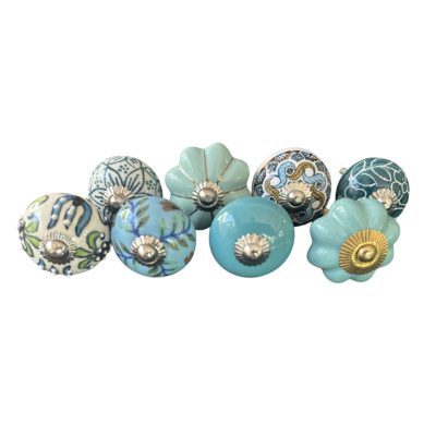 8 db-os vintage stíkusú porcelán bútorgomb szett