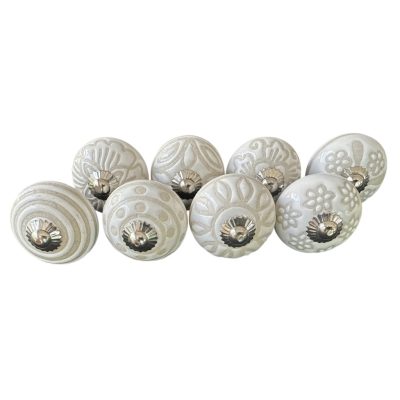 8 db-os vintage stíkusú porcelán bútorgomb szett